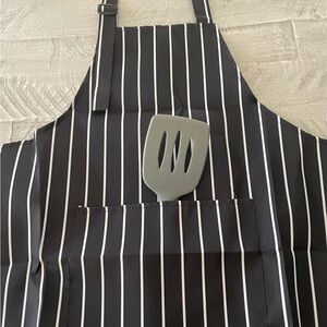 Black and White Striped Apron with pocket unisex one size fits most